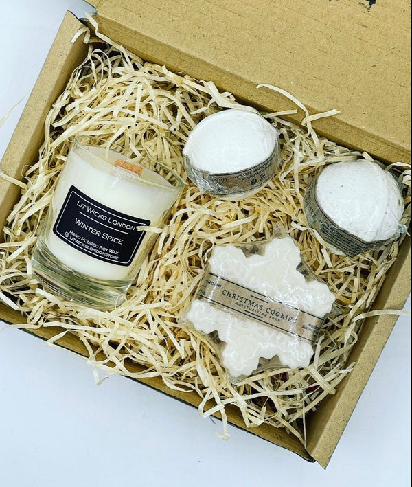 Candle | Bath Bombs | Snowflake Soap | Gift Set