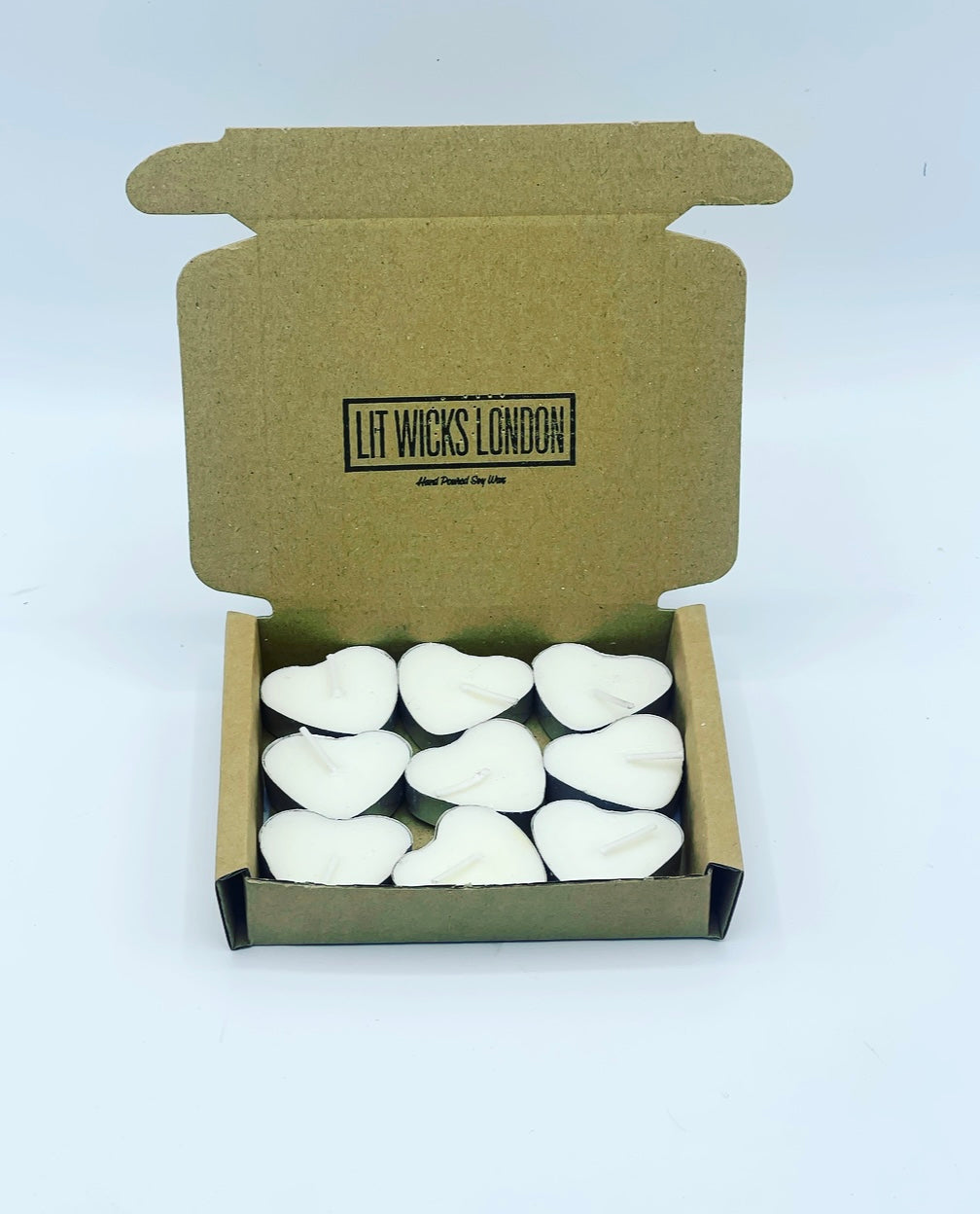 Unscented Soy Wax Heart Tea Lights 9x Box