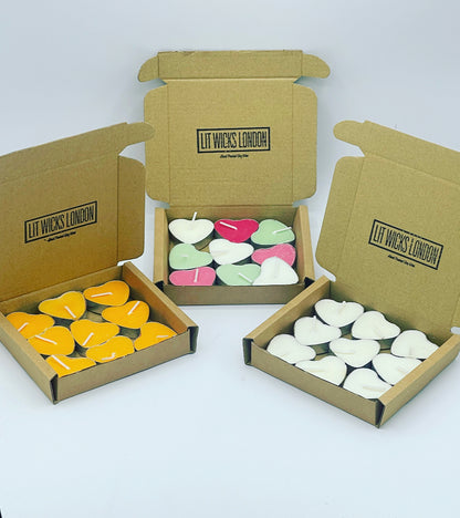 Unscented Soy Wax Heart Tea Lights 9x Box